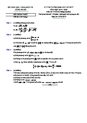 Đề thi tuyển sinh vào Lớp 10 THPT môn Toán (Không chuyên) - Năm học 2019-2020 - Sở Giáo dục, Khoa học và Công nghệ